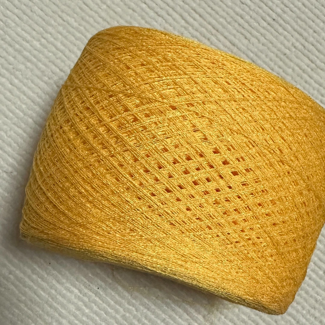 手编夏季亚麻线`琵琶黄色~百搭时尚运动镂空休闲针织女士