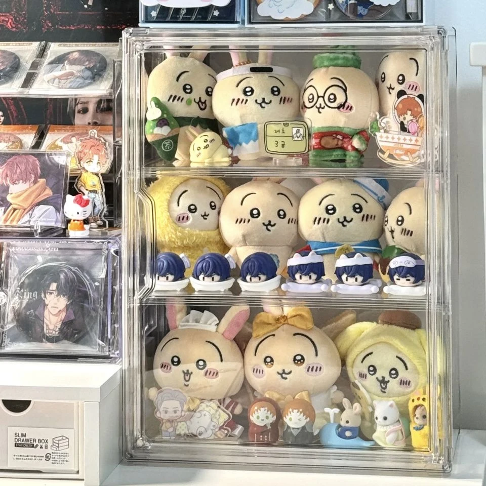 大容量痛柜大食量谷子棉花娃娃娃娃收纳盒立牌展示多层手办防尘柜