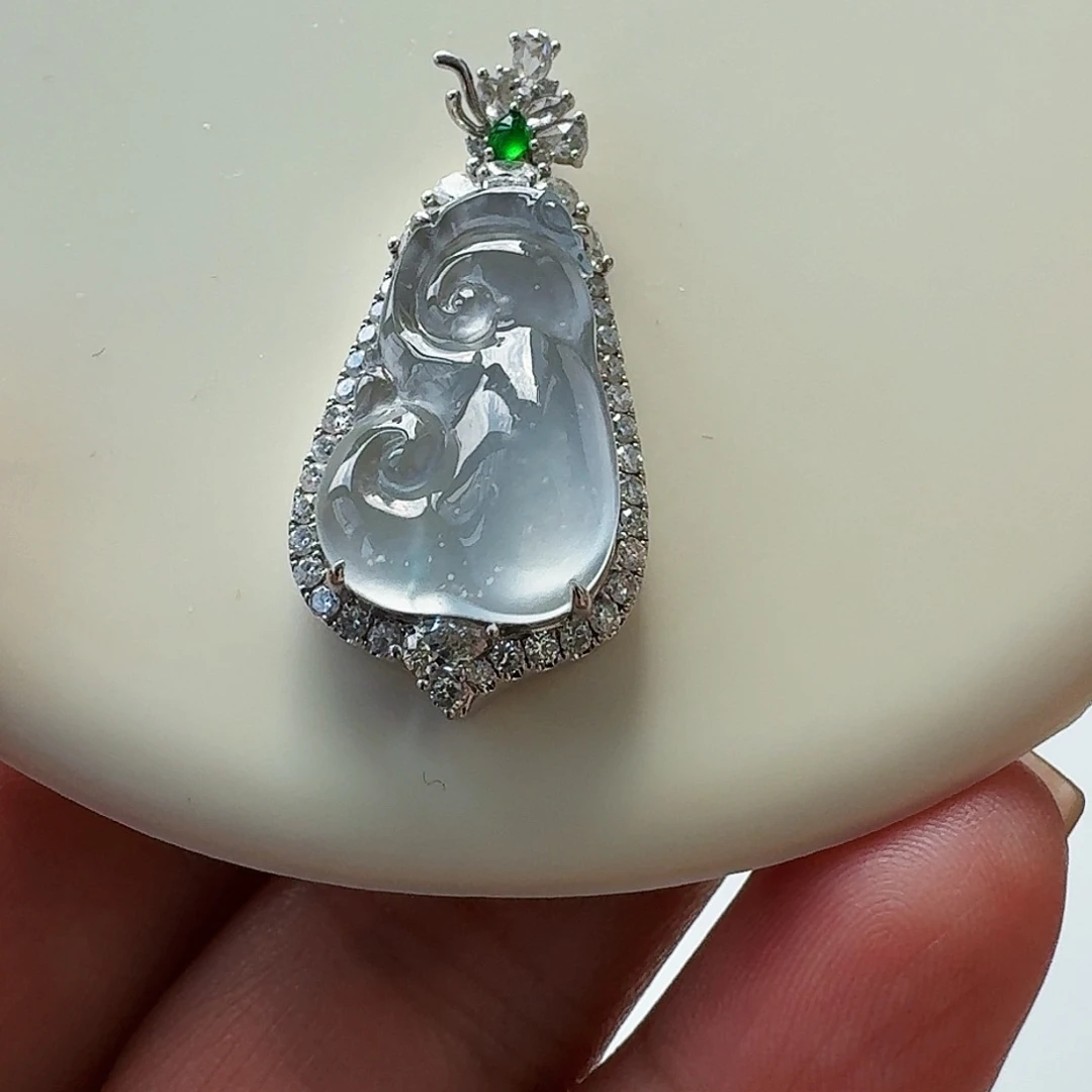 翡翠颈饰18K金镶嵌力力力力 推