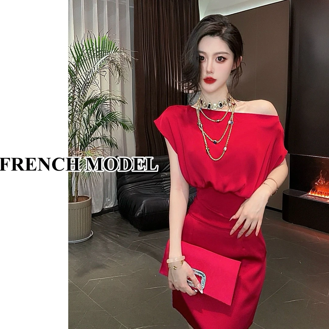 法模FRENCH MODEL .【小蛮腰】2025夏季时装气质收腰连衣裙40560406