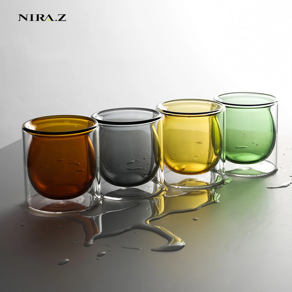 NIRA.Z双层玻璃杯品茗杯ins风耐热耐高温水杯茶杯咖啡杯果汁杯