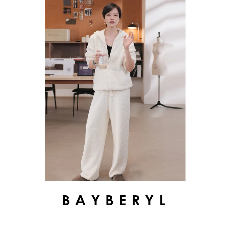 CC12-BAYBERYL老贝暖绵绵*家居套连帽柔松紧裤秋针织衫ZZS5F2425