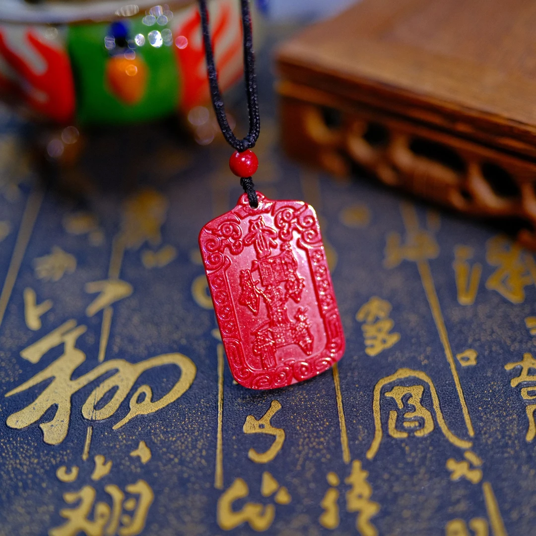 含辰砂工艺品【天然朱砂晶体颗粒】红晶砂五路财财项链