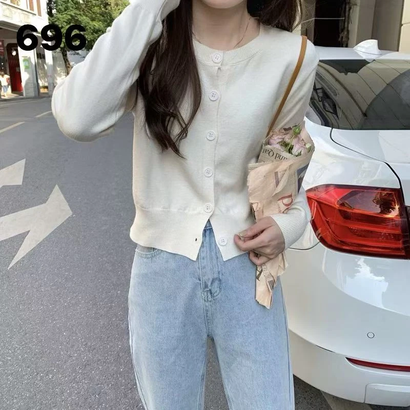 696针织开衫轻熟风女长袖春季网红百搭女装上衣设计师毛衫