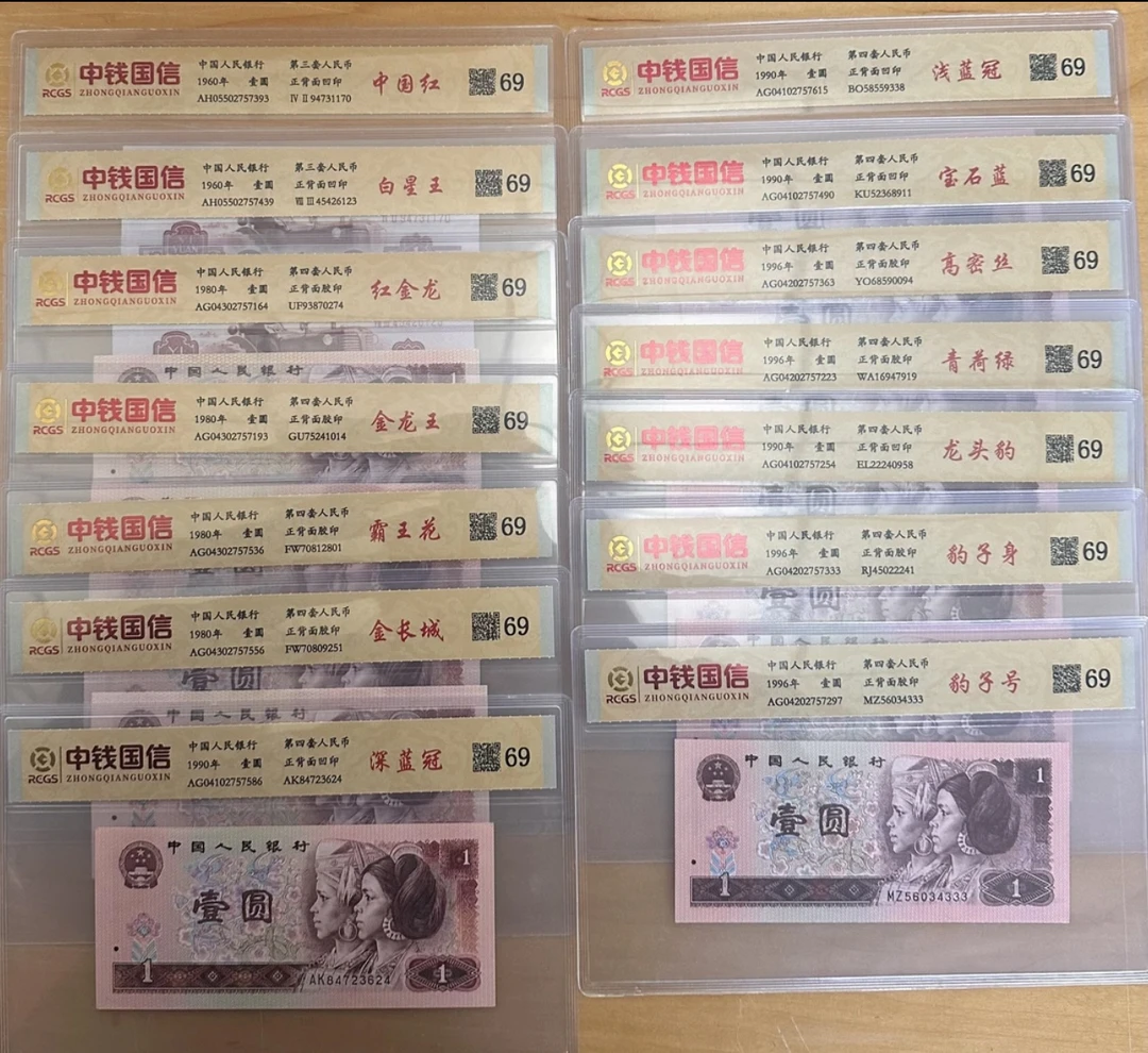 Y第四套人民币/壹圆版别/鉴定评级/中钱国信