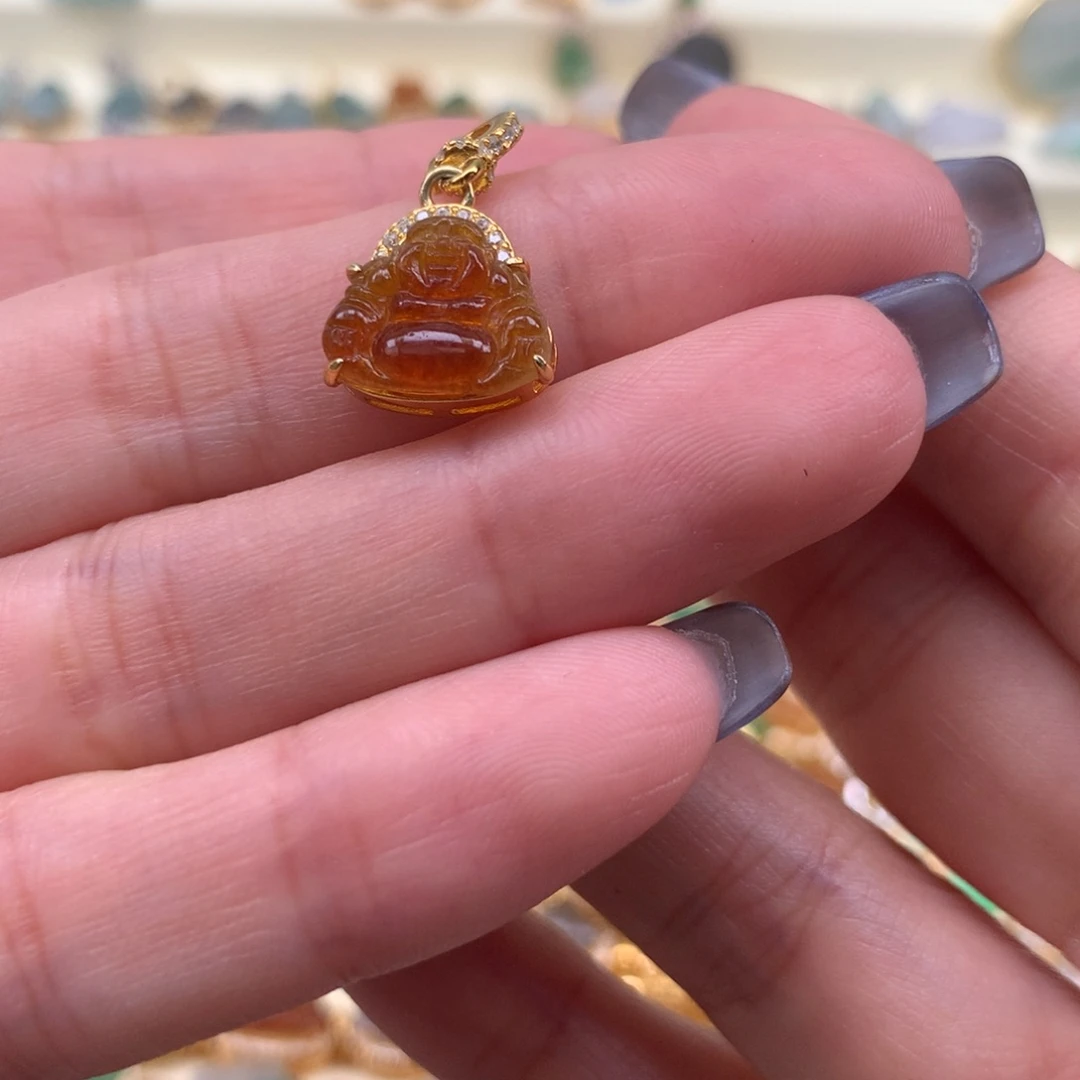 翡翠银S925镶嵌颈饰佛公