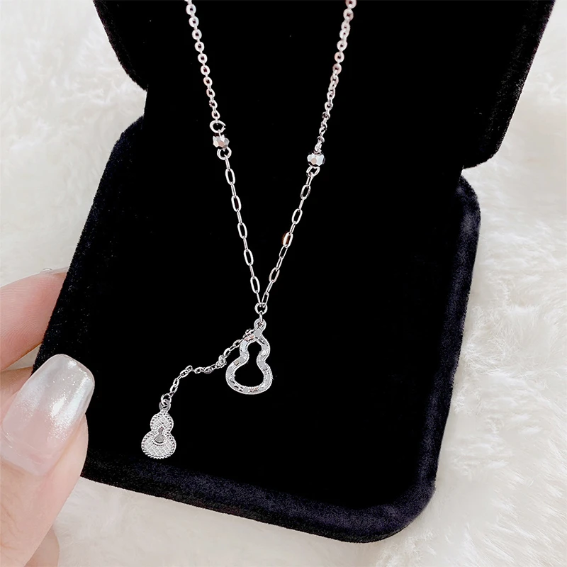 心草 坠链均足银 葫芦碎冰冰项链女新中式国风闪耀年轻款锁骨链