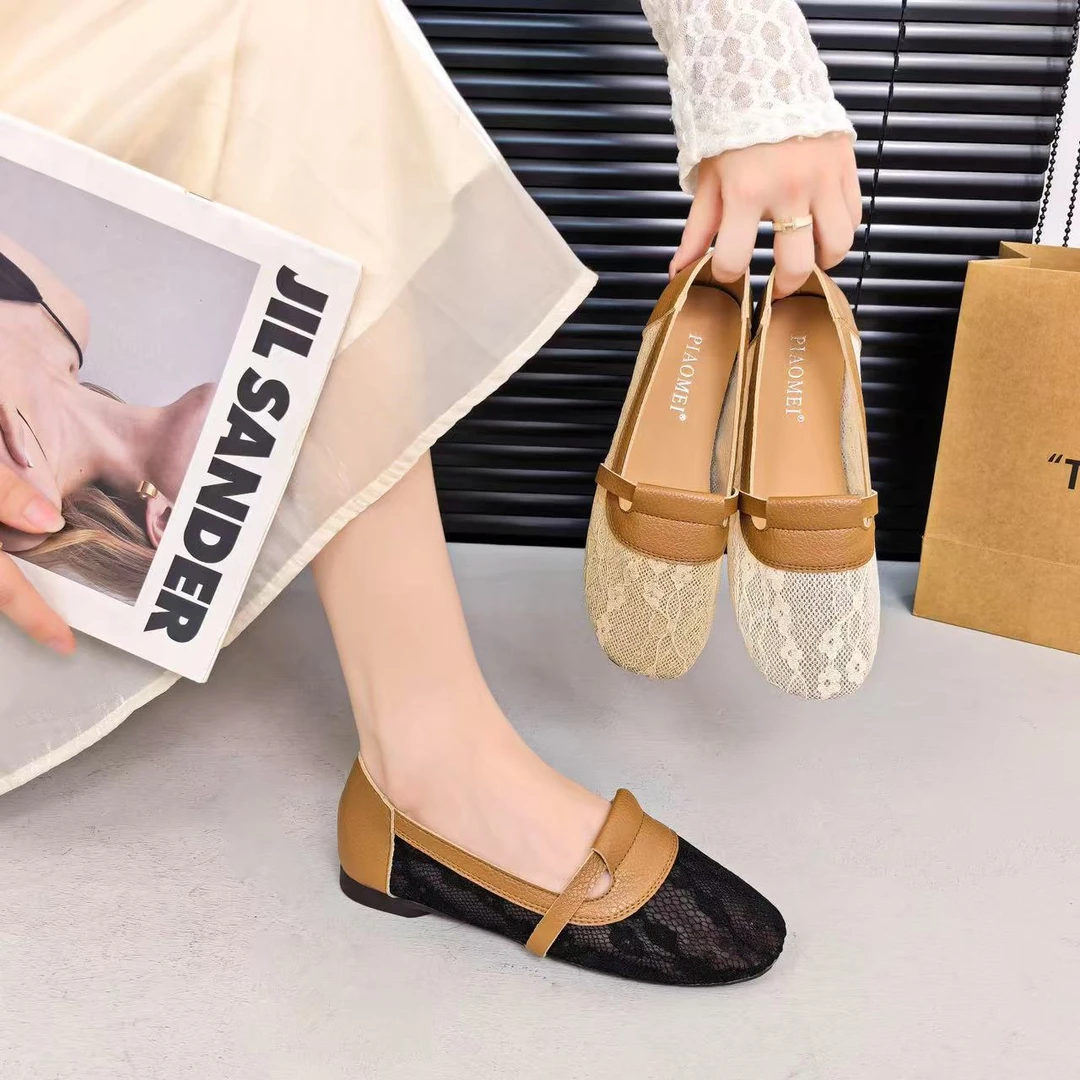 懒人鞋网纱鞋韩版平底透气妈妈鞋低帮夏季舒适通用