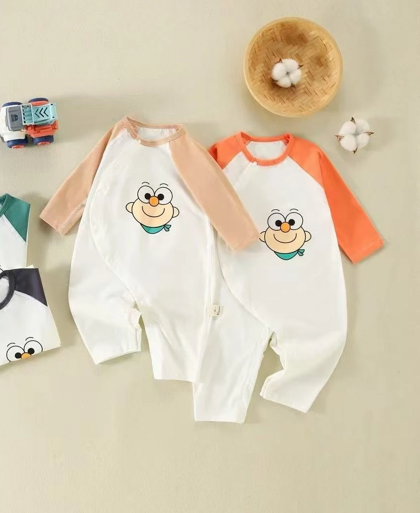 婴幼儿新生儿纯棉短袖连体夏季闭衣服春秋长袖婴儿宝宝薄款女宝