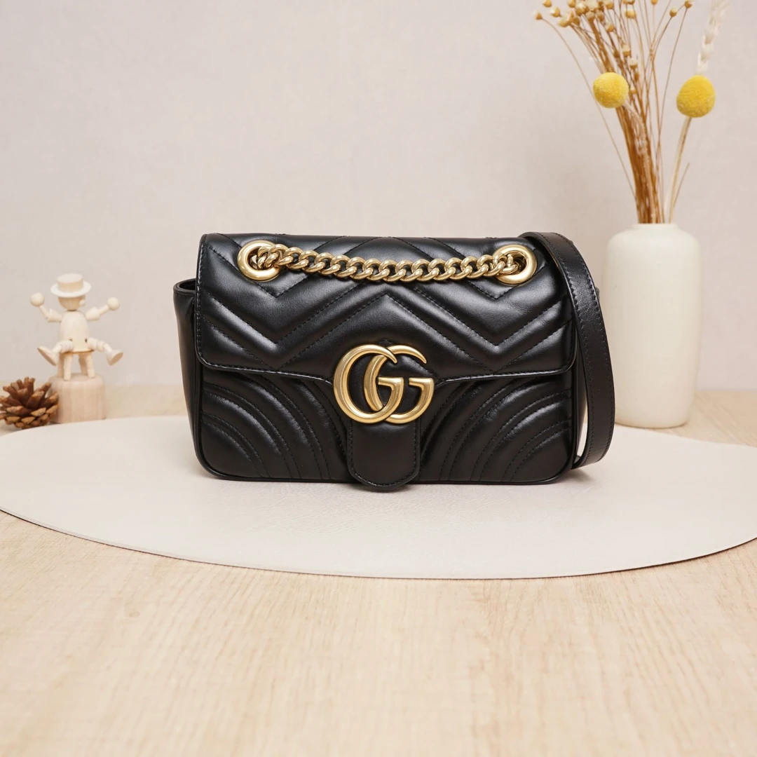 95新 GUCCI/古驰 古驰马蒙22黑色牛皮/DS024765