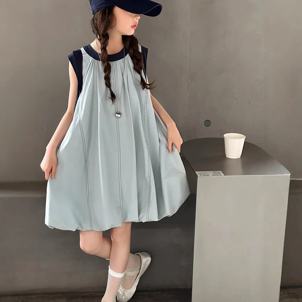 儿童2025年夏装大女童装裙子夏季背心吊带连衣裙宽松显瘦款花苞裙