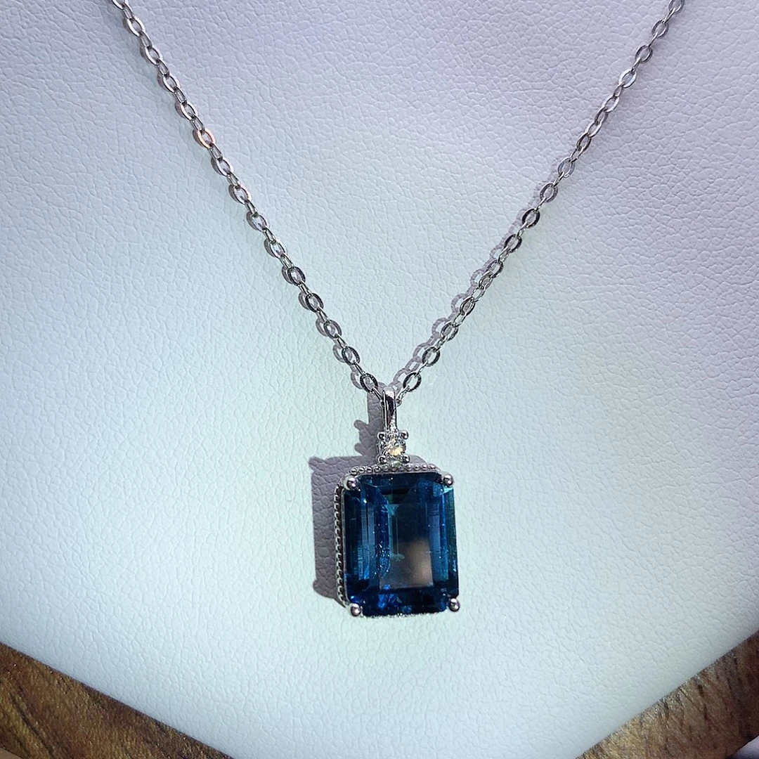 颈饰银S925镶嵌托帕石33-1