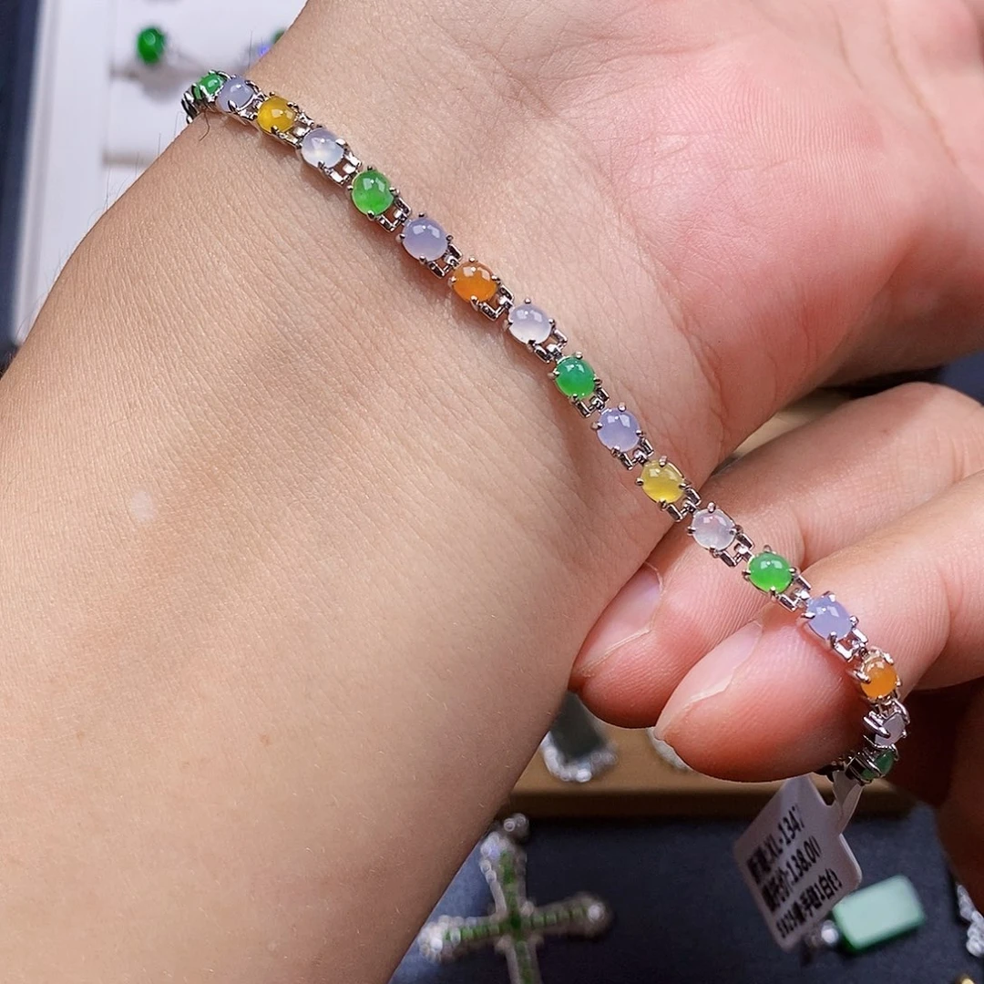 银S925镶嵌手链翡翠w w