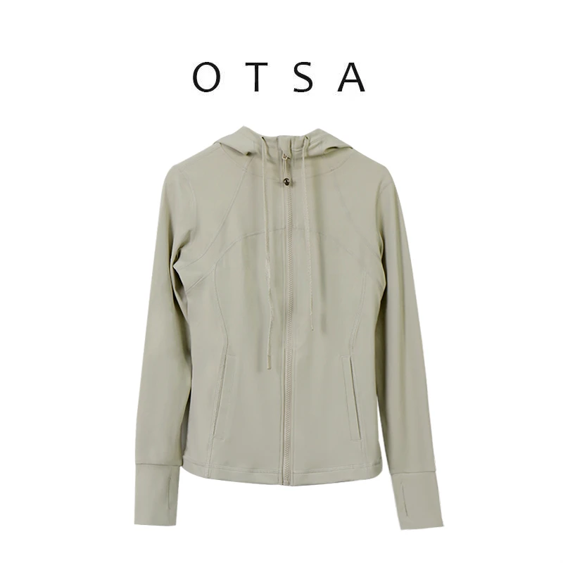 【OTSA】琥珀流光运动外套修身连帽全拉链口袋休闲健身瑜伽外套128