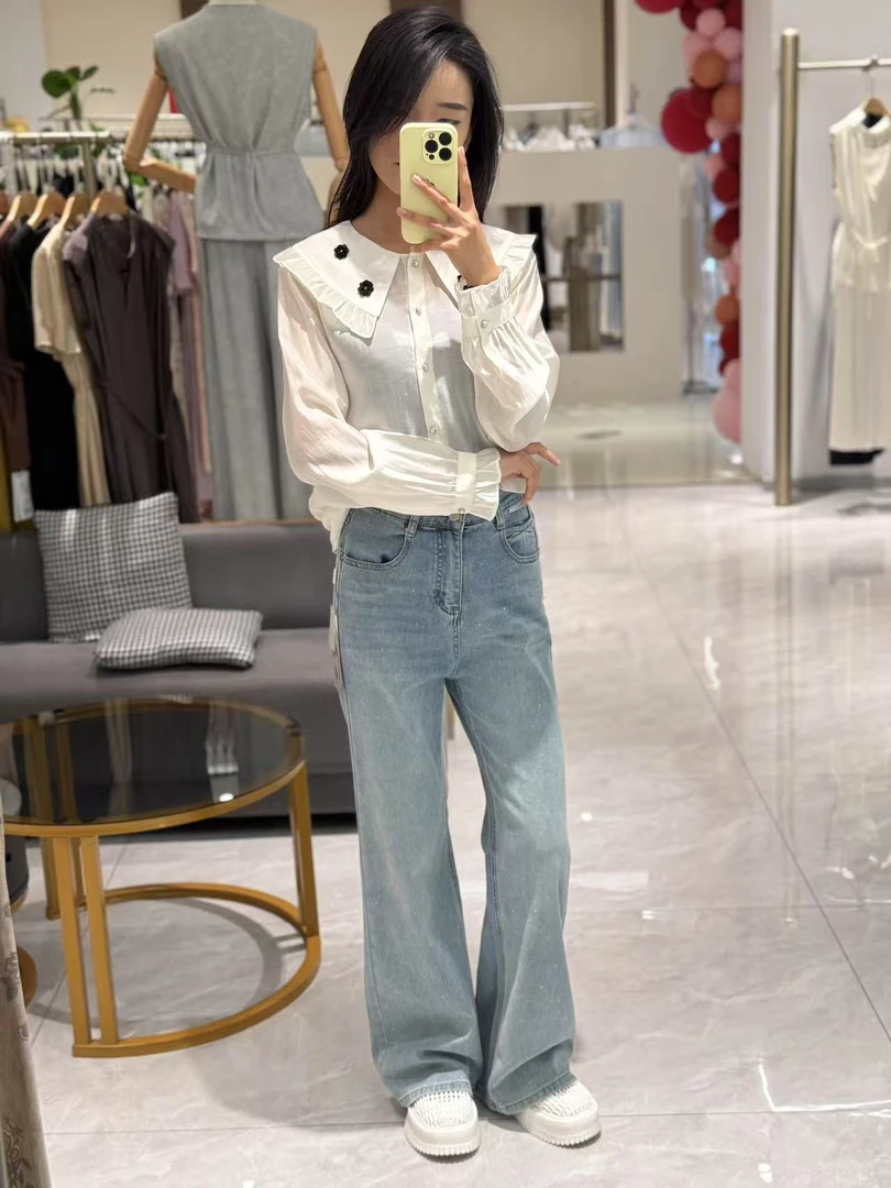 【VV FUSHI】 C23020082优雅女士长袖衬衫甜美浪漫领口袖口设计