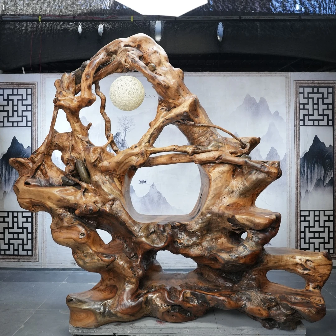 天然树根随形根雕 侘寂风中式田园 酒店别墅会所家居软装饰品摆件