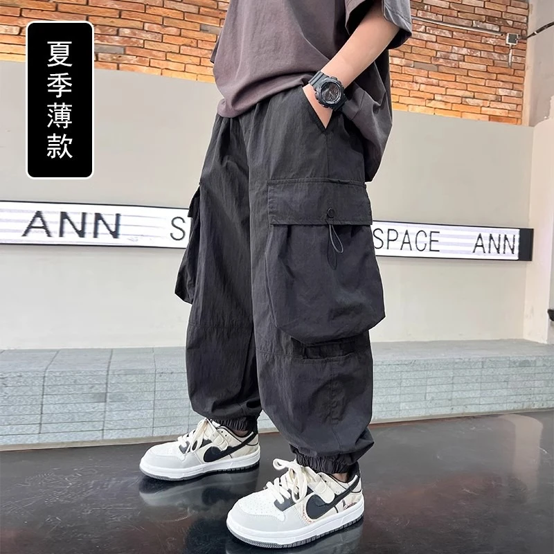 男童裤子工装裤夏季薄2025新款儿童防蚊裤夏装长裤男孩夏款运动裤