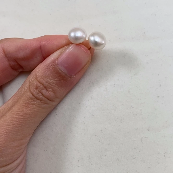 淡水珍珠耳饰银S925镶嵌8-9馒头