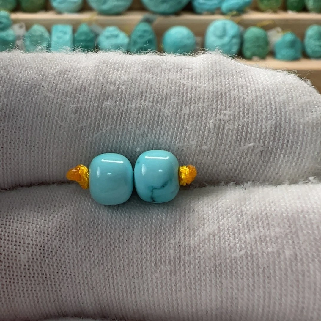 未镶嵌绿松石老型珠对珠6.5mm