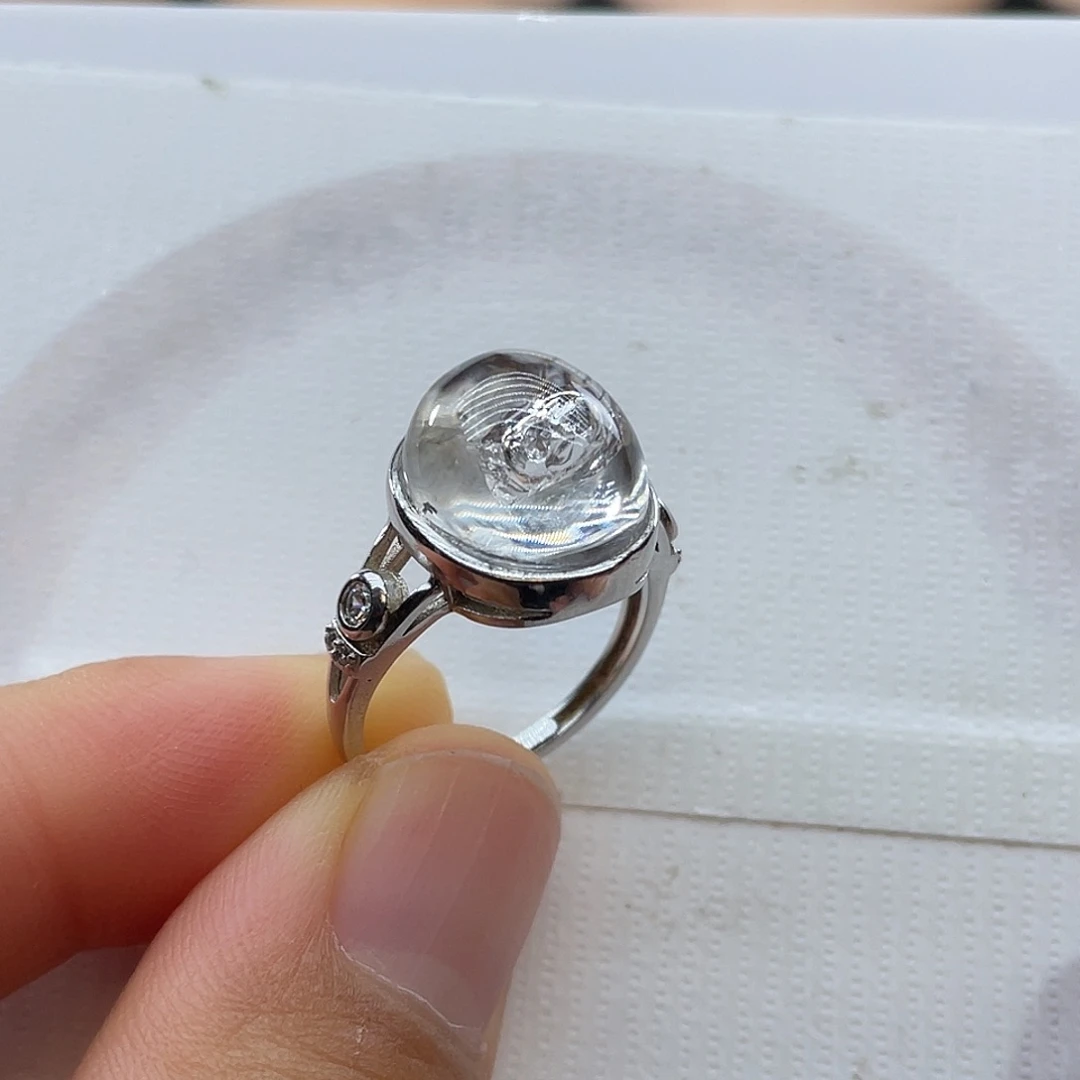水晶戒指银S925镶嵌定制