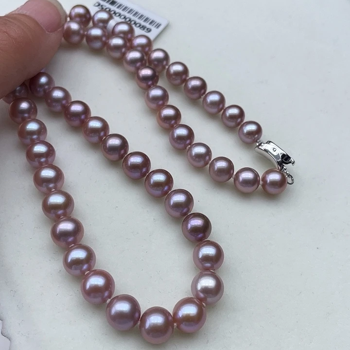 淡水珍珠银S925镶嵌颈饰卡8➕高品极光妖紫色毕业级