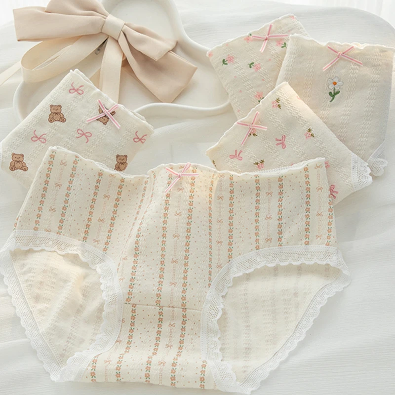 10A抗菌内裤女A类婴儿棉舒适透气可爱少女中腰包臀学生三角裤头