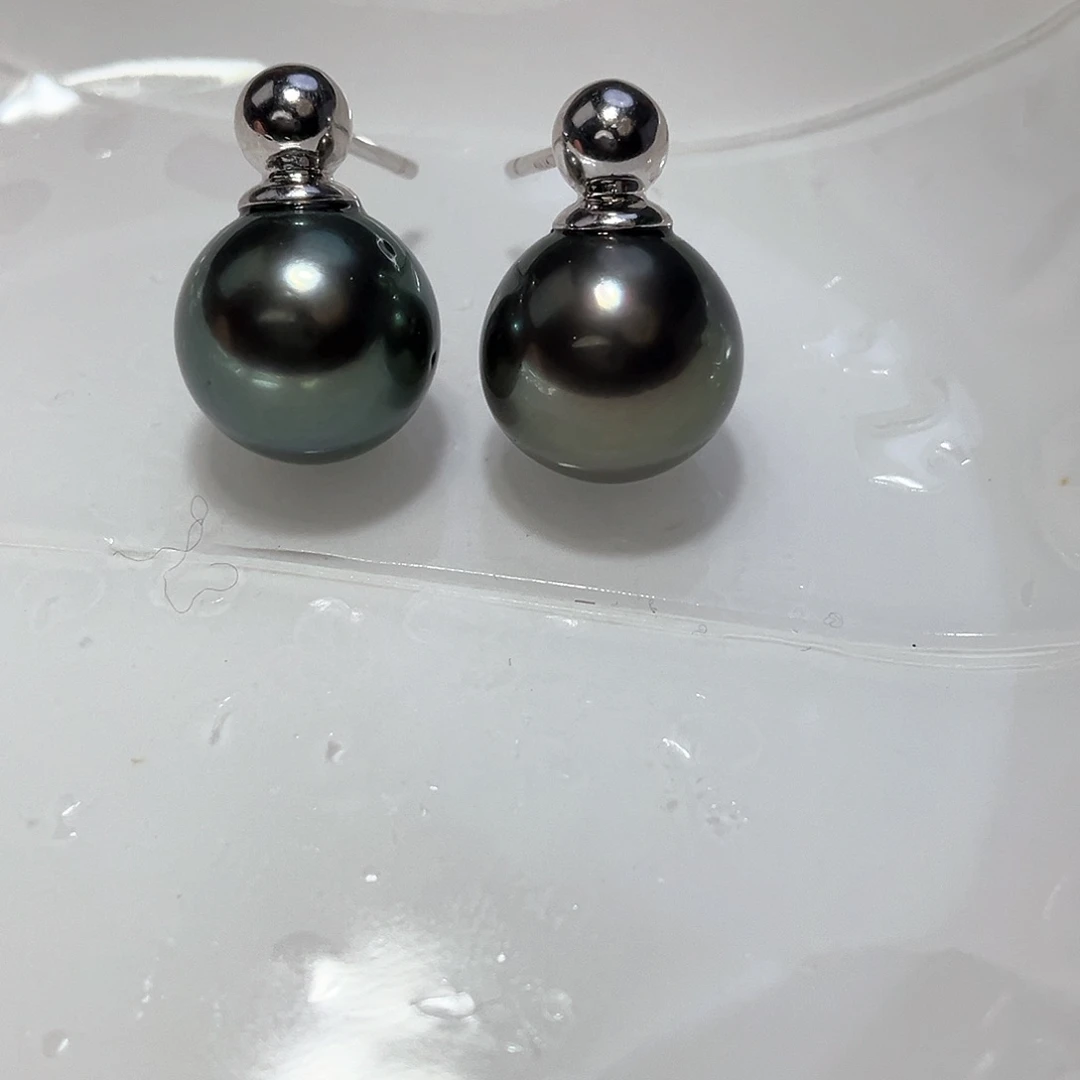 海水珍珠耳饰银S925镶嵌