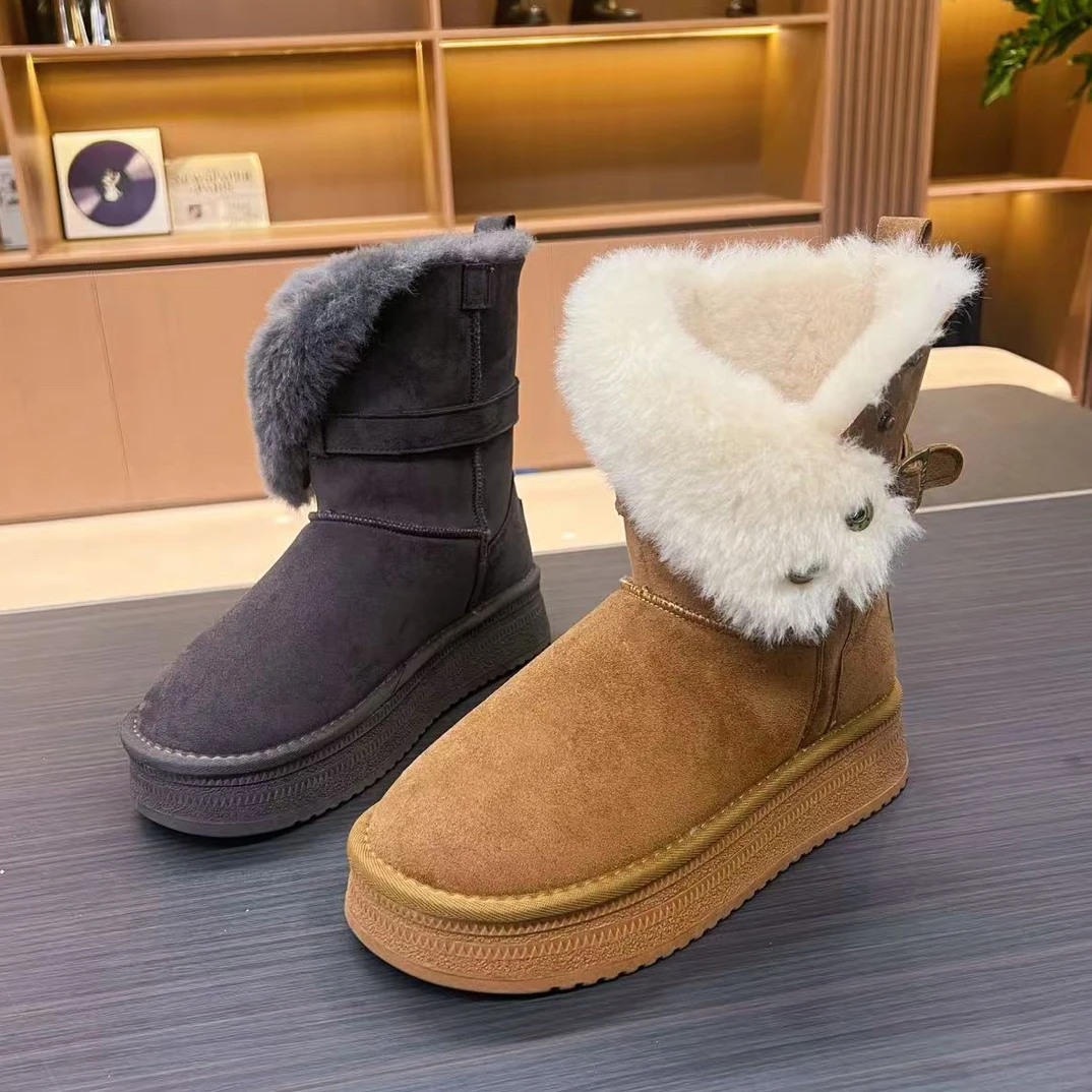 （蓉姐专属）a158厚底雪地靴女冬季羊毛混纺加厚保暖防滑棉靴