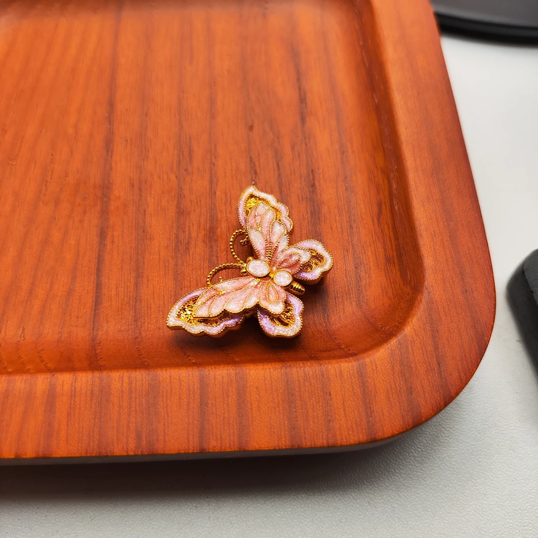 足金999珐琅彩花蝶