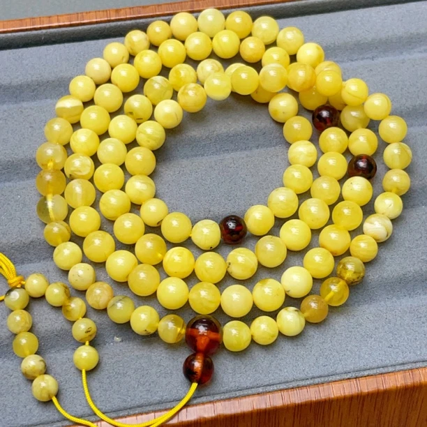 鸡油黄瑕疵蜜蜡7➕链子（1045号）