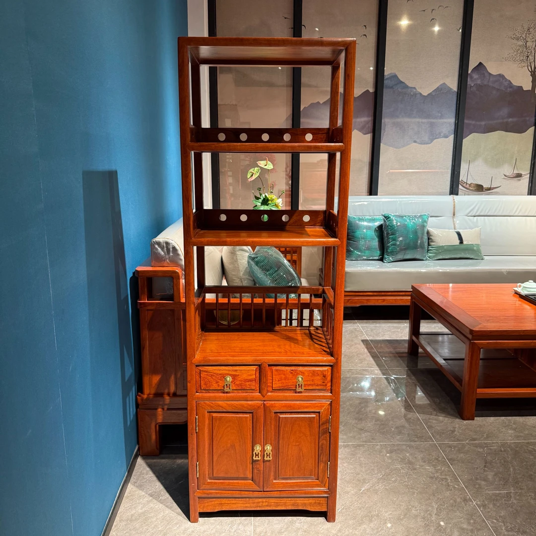 HF刺猬多宝阁 国标红木 带抽带柜置物架书架多宝阁书架储物柜书柜