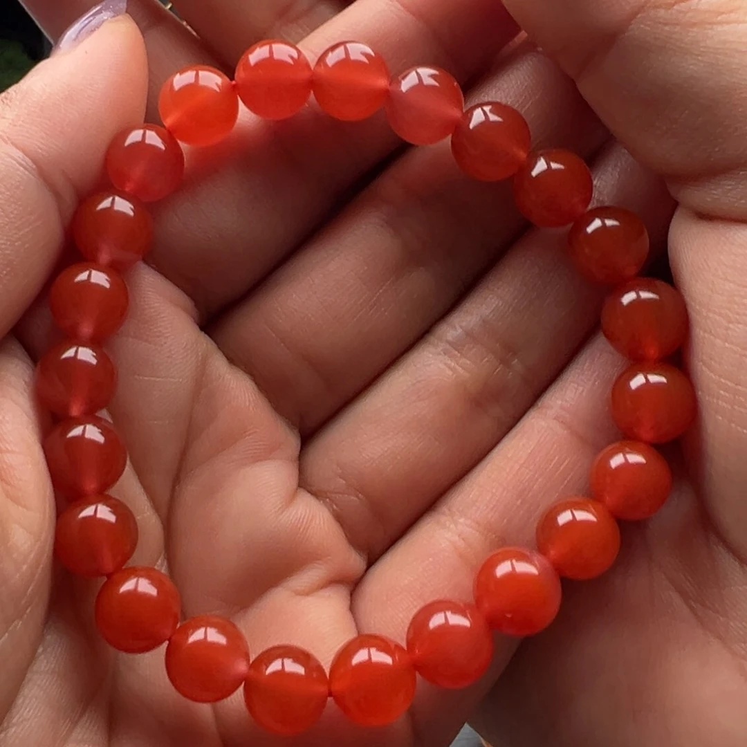 明***好南红玛瑙圆珠8.5单圈未镶嵌