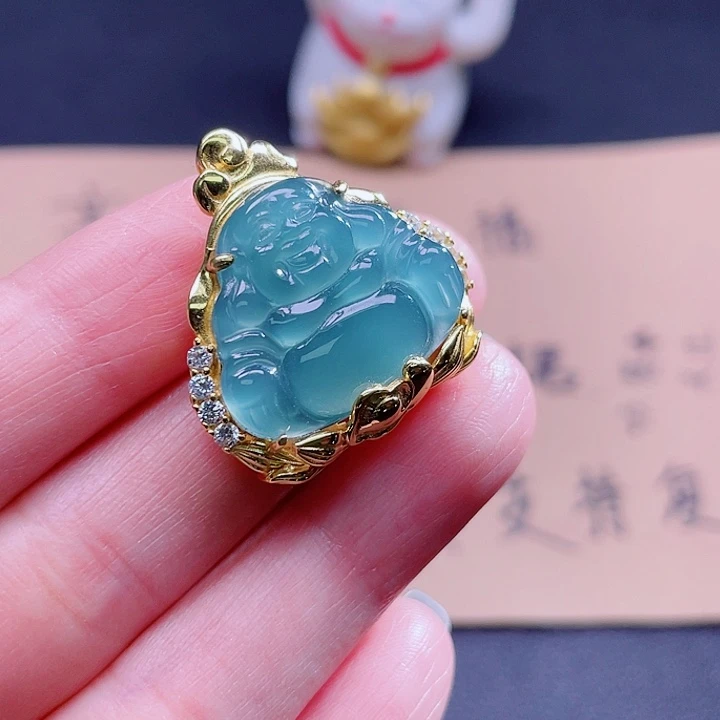 翡翠吊坠(不含链)银S925镶嵌