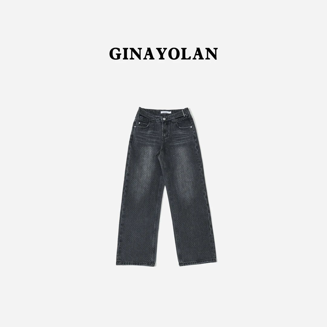 GINAYOLAN/瑾颜【设计师系列】重磅休闲牛仔裤宽松