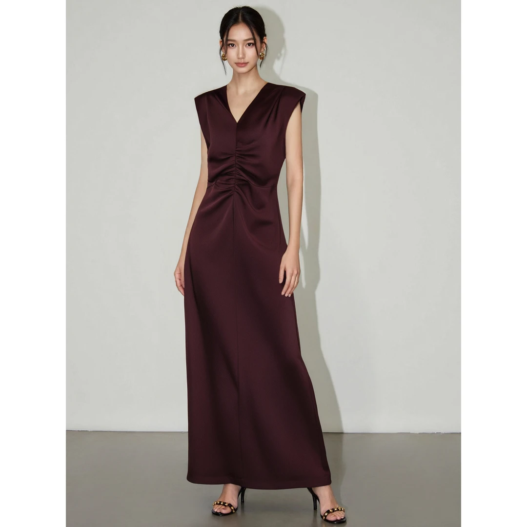 收腰褶皱显瘦无袖背心裙女士夏季新款法式连衣裙SHBZXP641361