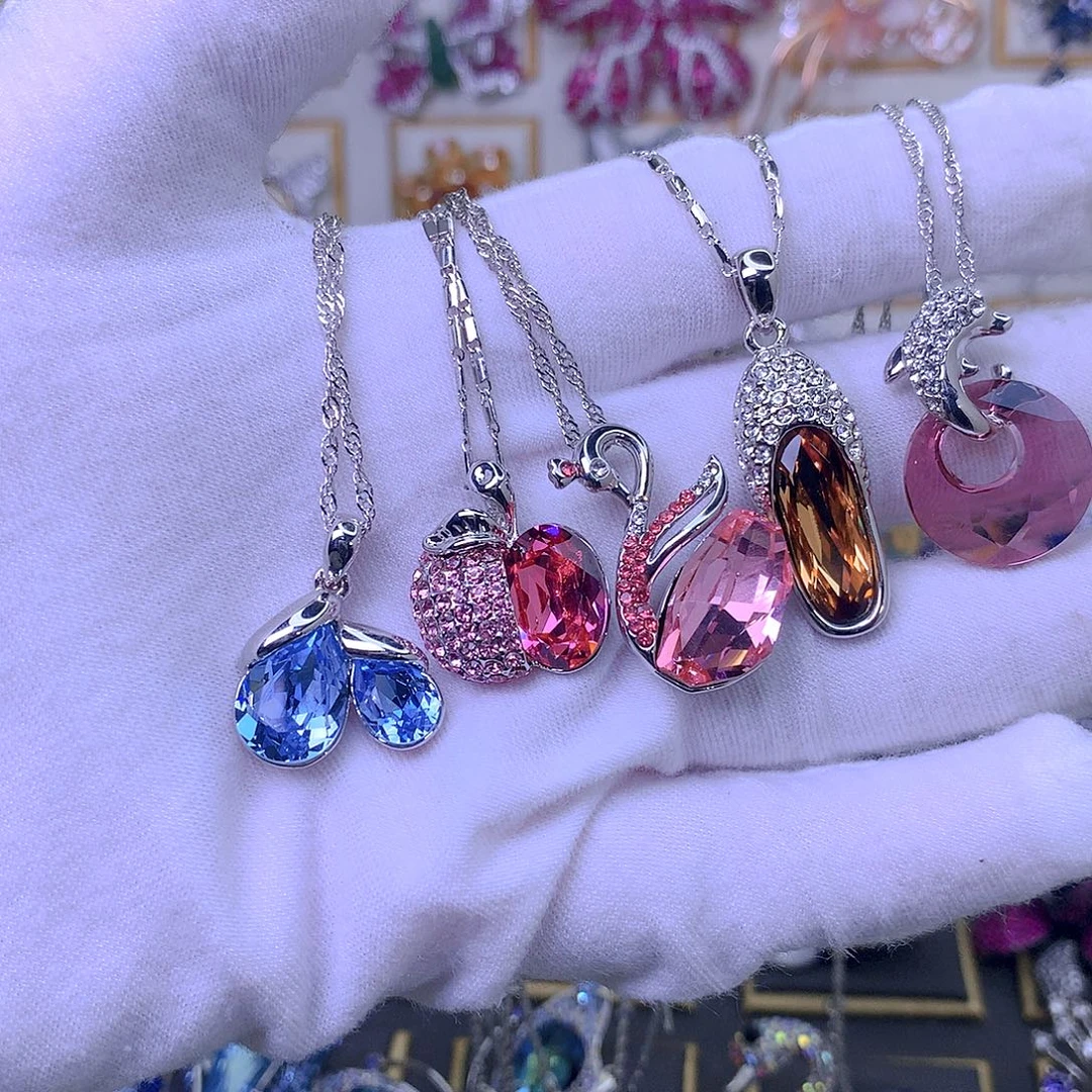 合成立方氧化锆铜施华洛项链5件