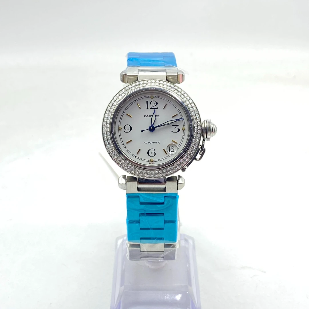95新 Cartier/卡地亚 帕莎系列/33.5MM/自动机械/后镶钻