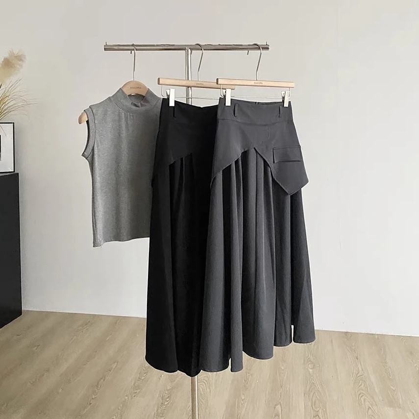 薇莎2538设计师款不规则西装伞裙配皮带