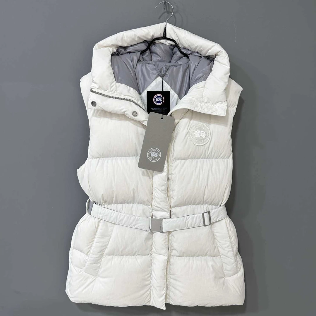 未使用 CANADA GOOSE 北极白连帽胶囊马甲外套/M码/60007