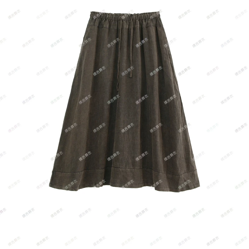 原创设计24-1203【慵懒感】100亚麻时尚百搭复古文艺显瘦半身裙