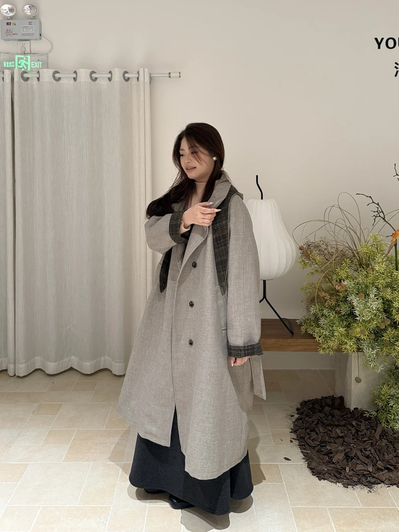 法式复古 气质百搭时尚的加厚风衣棉服