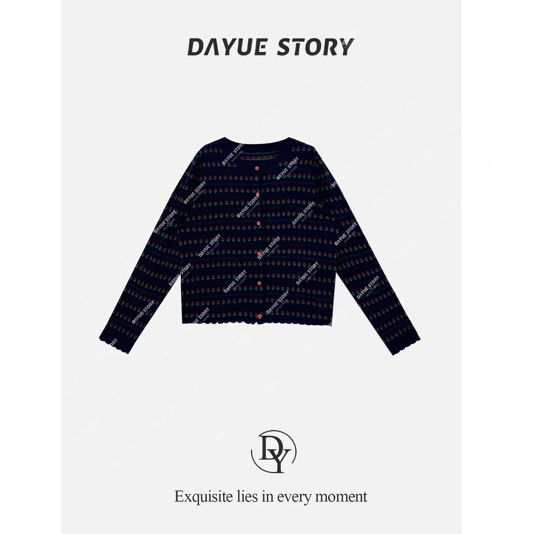 DAYUE【花朵针织衫】敲软很亲肤~髙支密绵羊毛！秋冬提花圆领针织衫