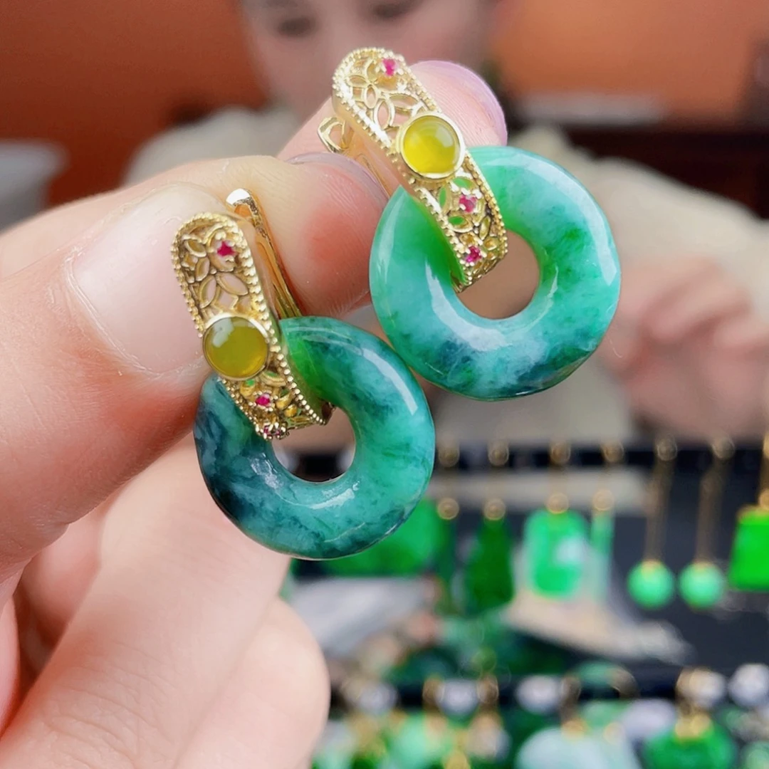 翡翠未镶嵌耳饰饰品