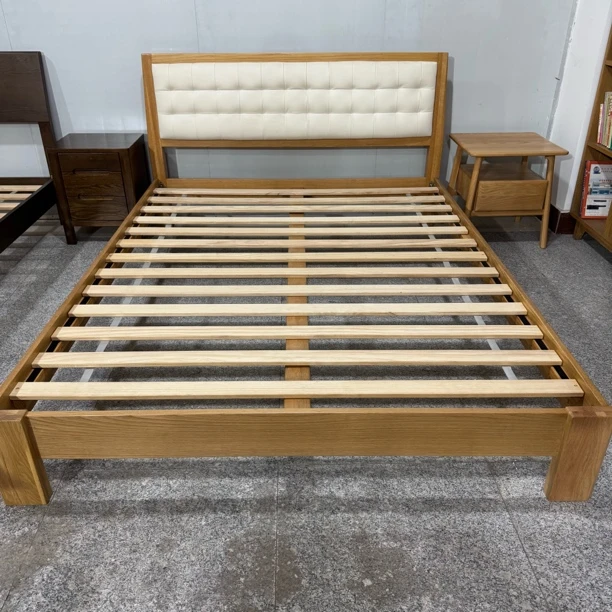 清货白橡木实木床简约06软包床