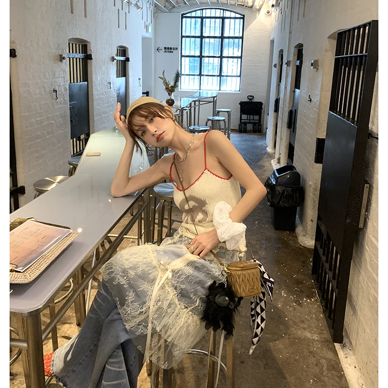 【一路繁花】性感透视抽绳蕾丝裙女百搭屁帘半身裙4188