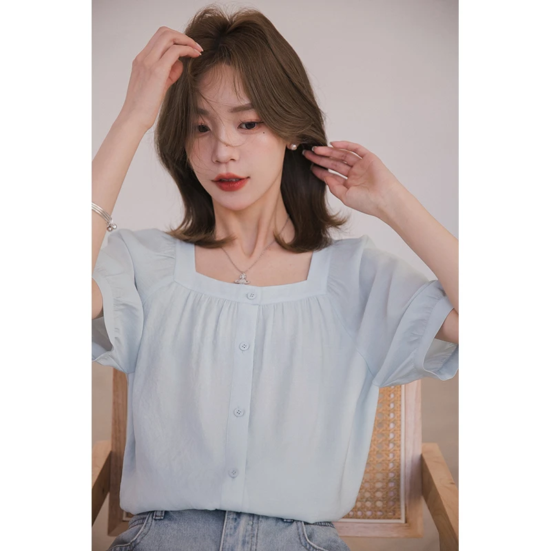 小谷粒【天空之境衬衫】初夏新品短袖 TR面料 舒适透氣 经典上衣T袖