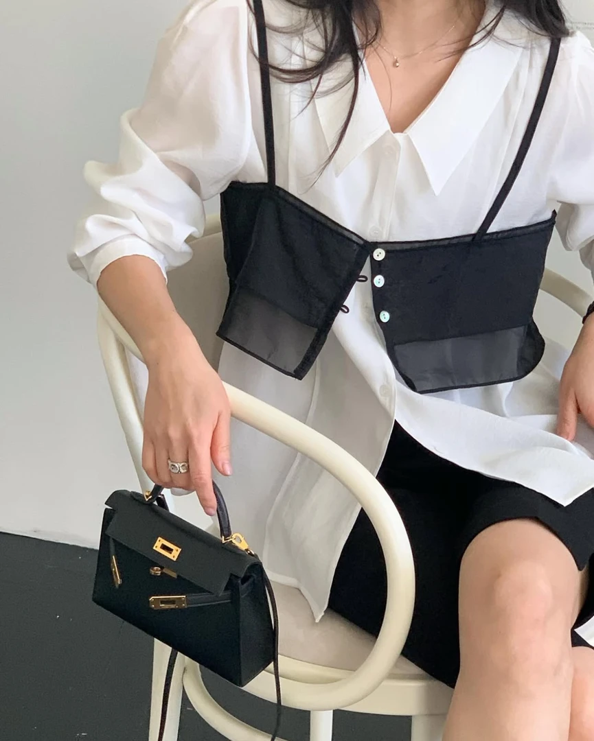 法式设计感百搭短款小众韩国东大门2025新款女装  704i  加衬衫