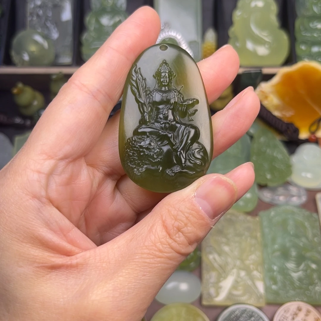 蛇纹石玉未镶嵌吊坠(赠链)