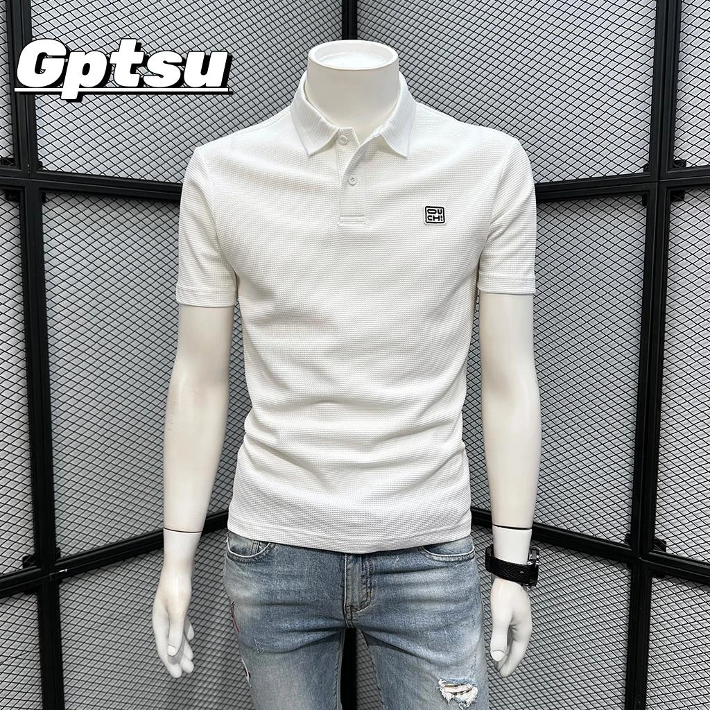 GPTSu刺绣POLO衫男短袖t恤夏季潮牌新款修身翻领有领时尚休闲体恤