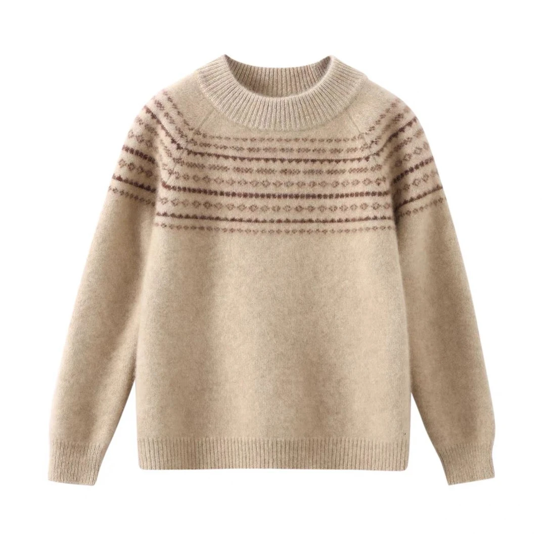 【100羊毛】儿童加厚圆领提花羊毛衫男童针织毛衣打底衫